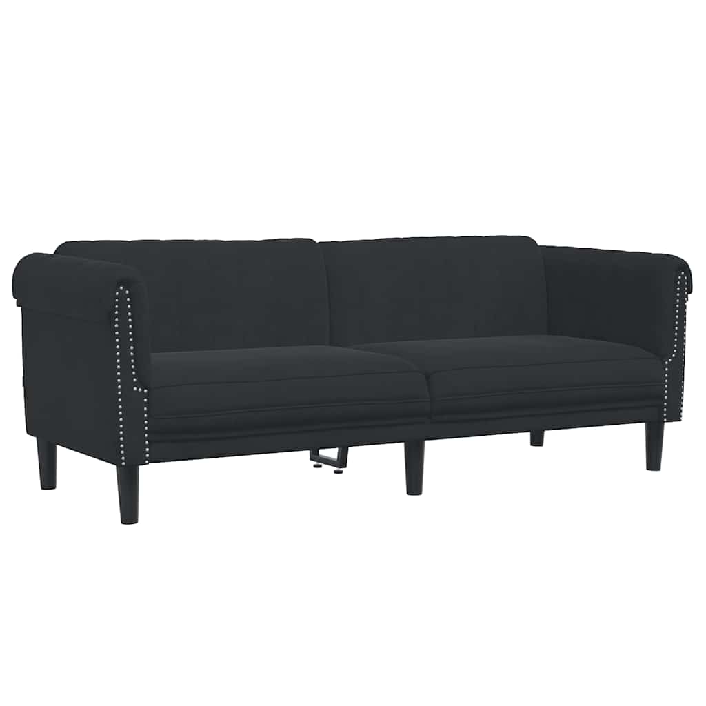 3-dijelni set sofa crni baršunasti