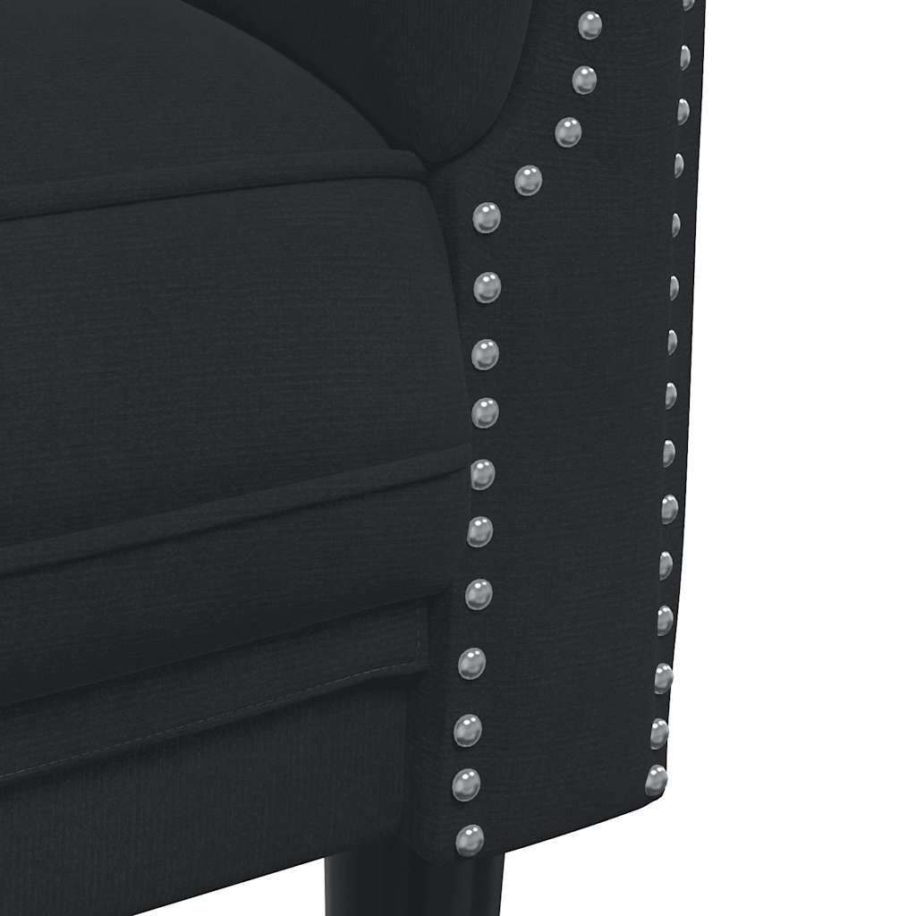 3-dijelni set sofa crni baršunasti