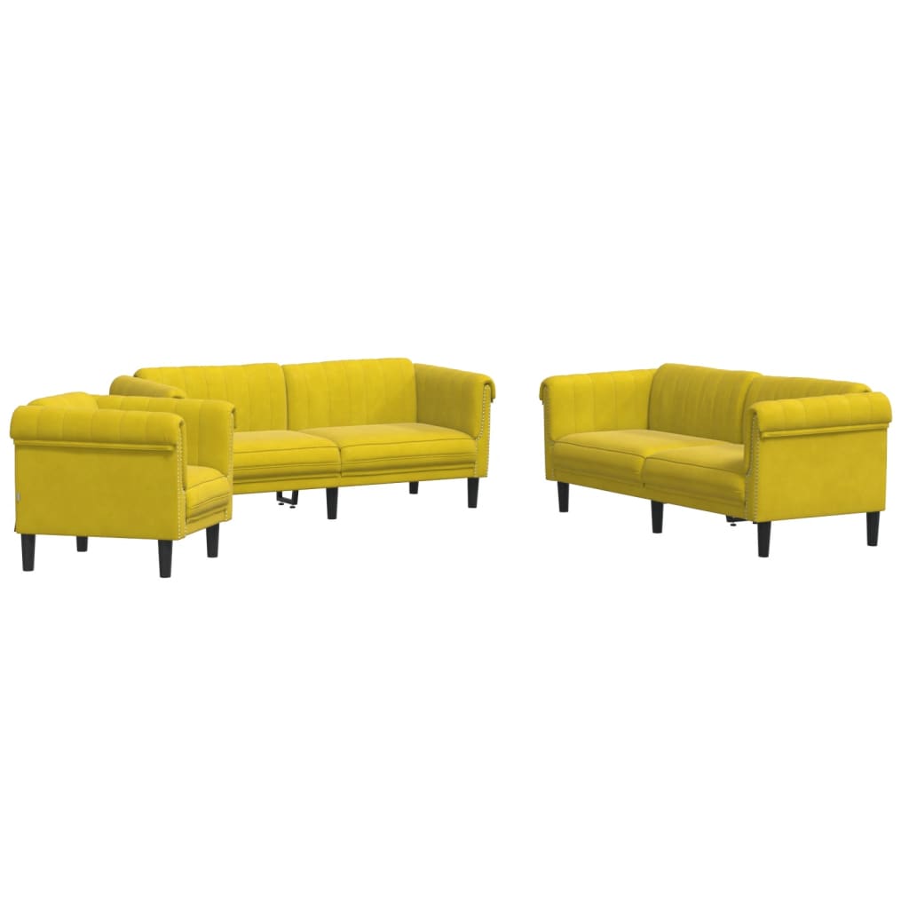 3-dijelni set sofa s žuti baršunast