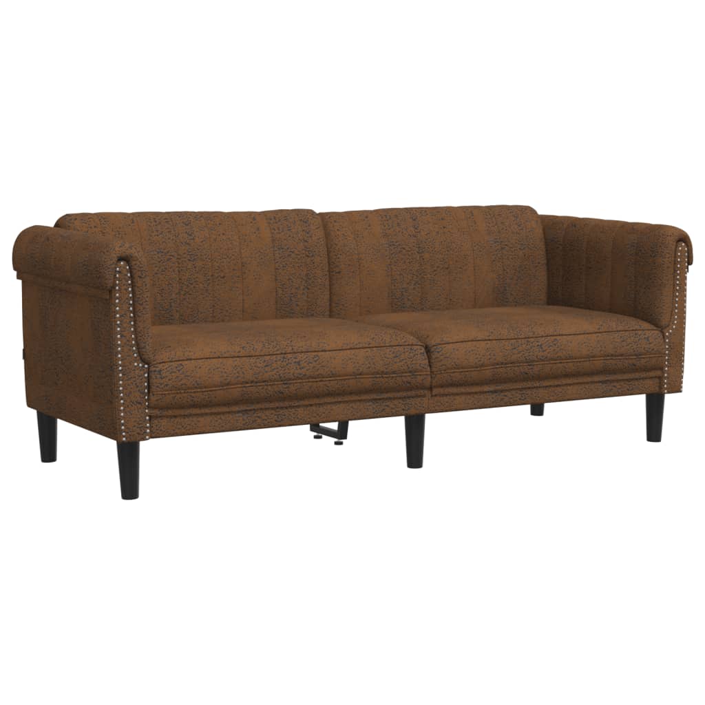 3-dijelni set sofa smeđi baršunasti