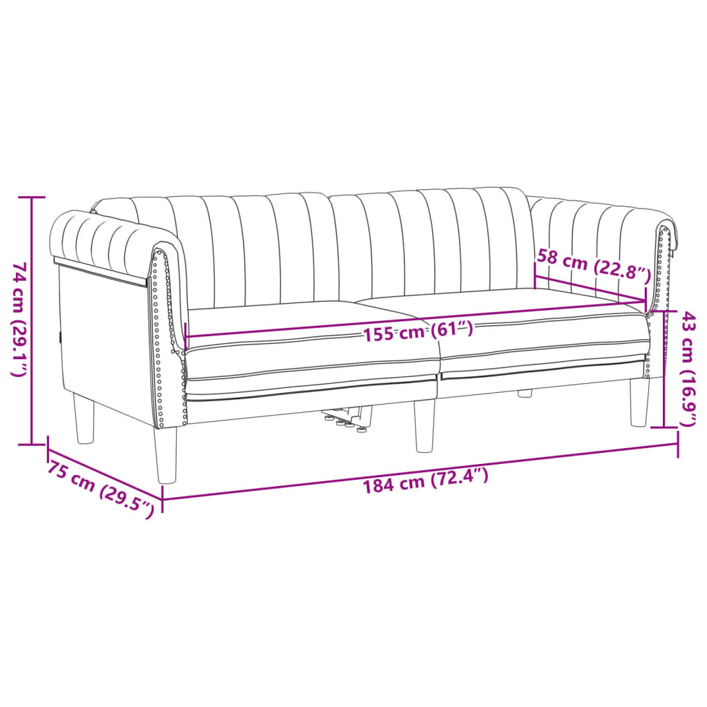 3-dijelni set sofa smeđi baršunasti