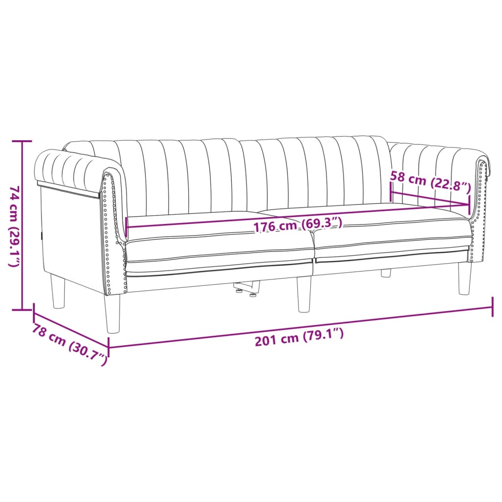 3-dijelni set sofa smeđi baršunasti