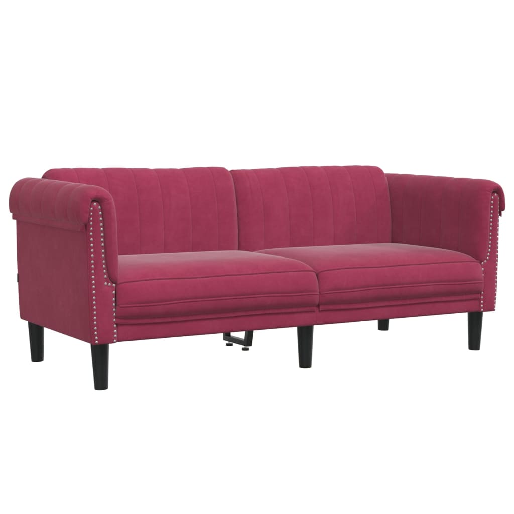 2-dijelni set sofa crvena boja vina baršunasti