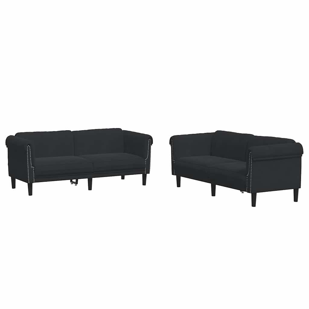 2-dijelni set sofa crni baršunasti