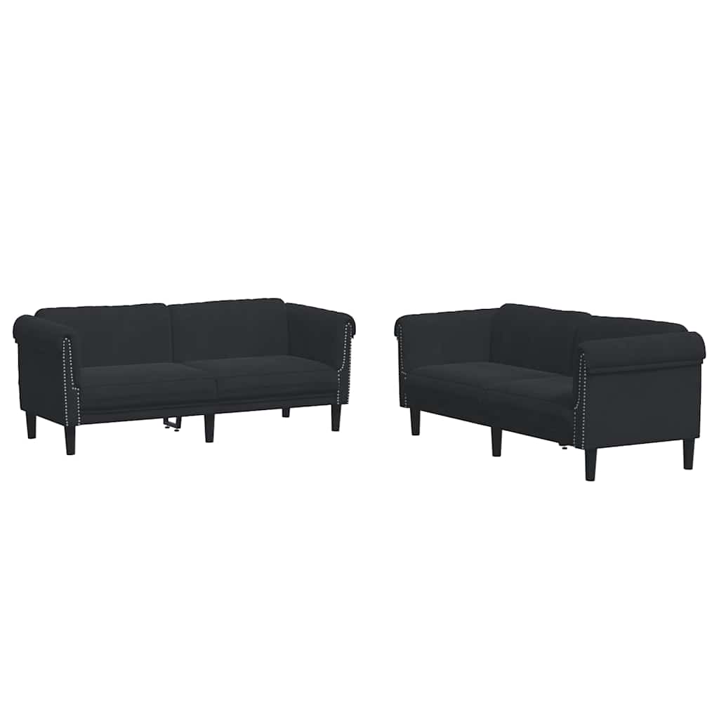 2-dijelni set sofa crni baršunasti