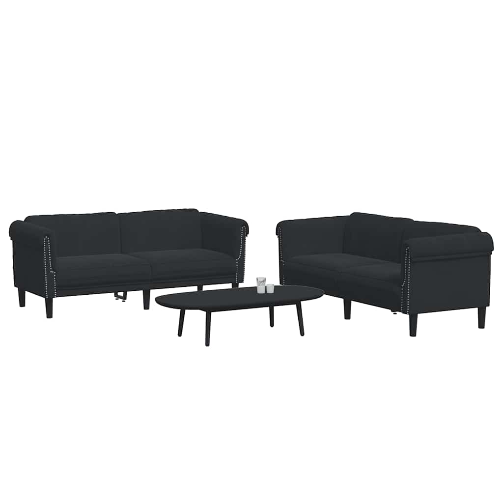2-dijelni set sofa crni baršunasti