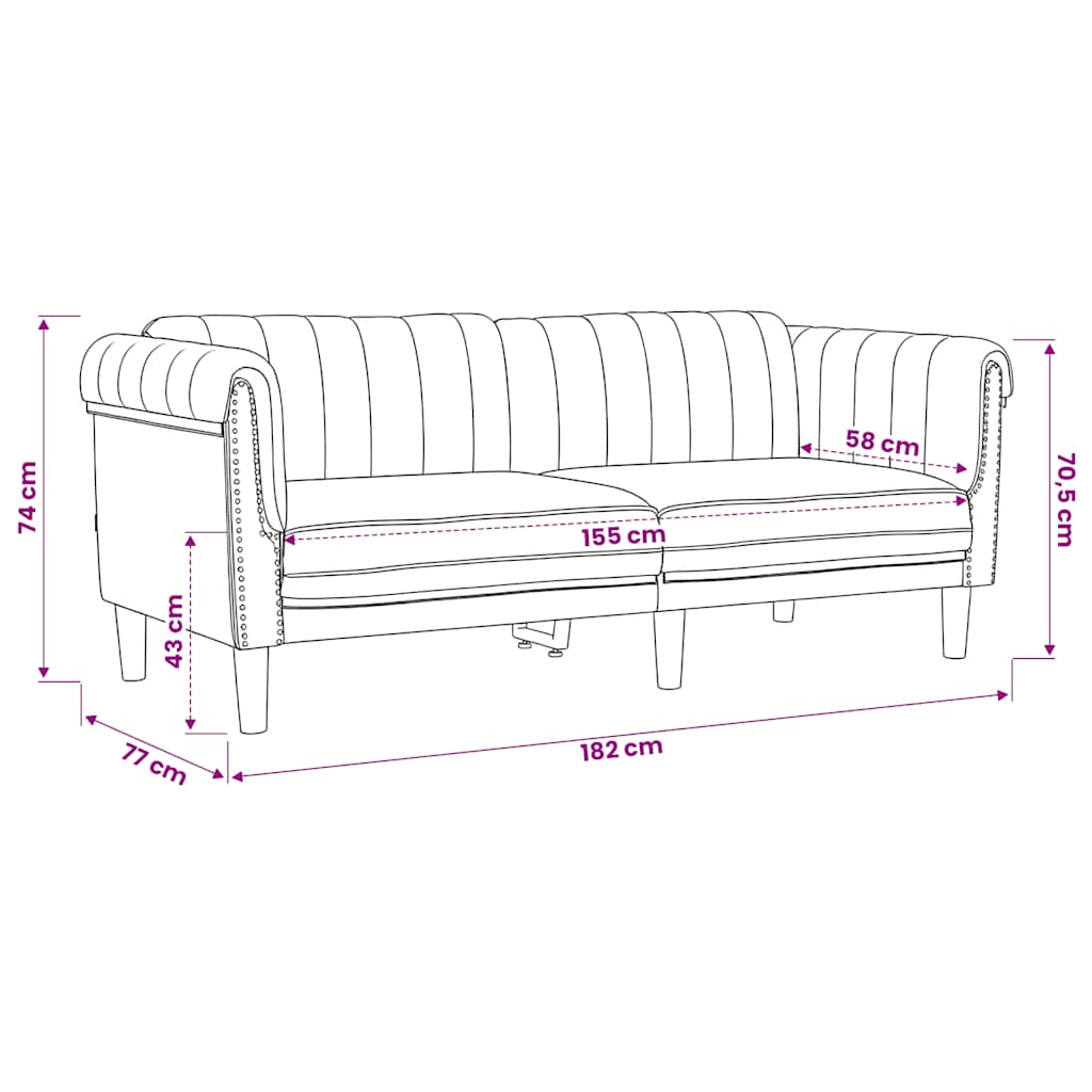 2-dijelni set sofa crni baršunasti