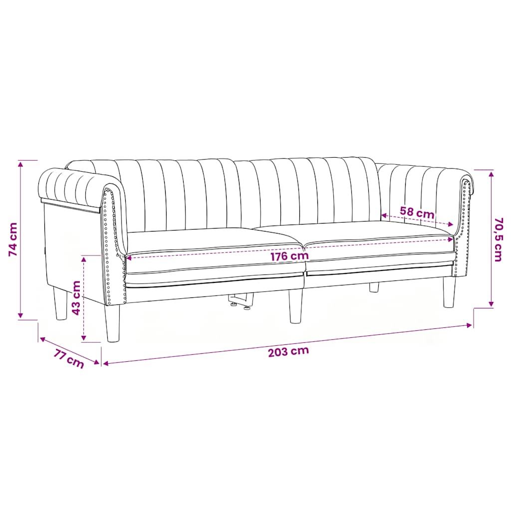 2-dijelni set sofa crni baršunasti