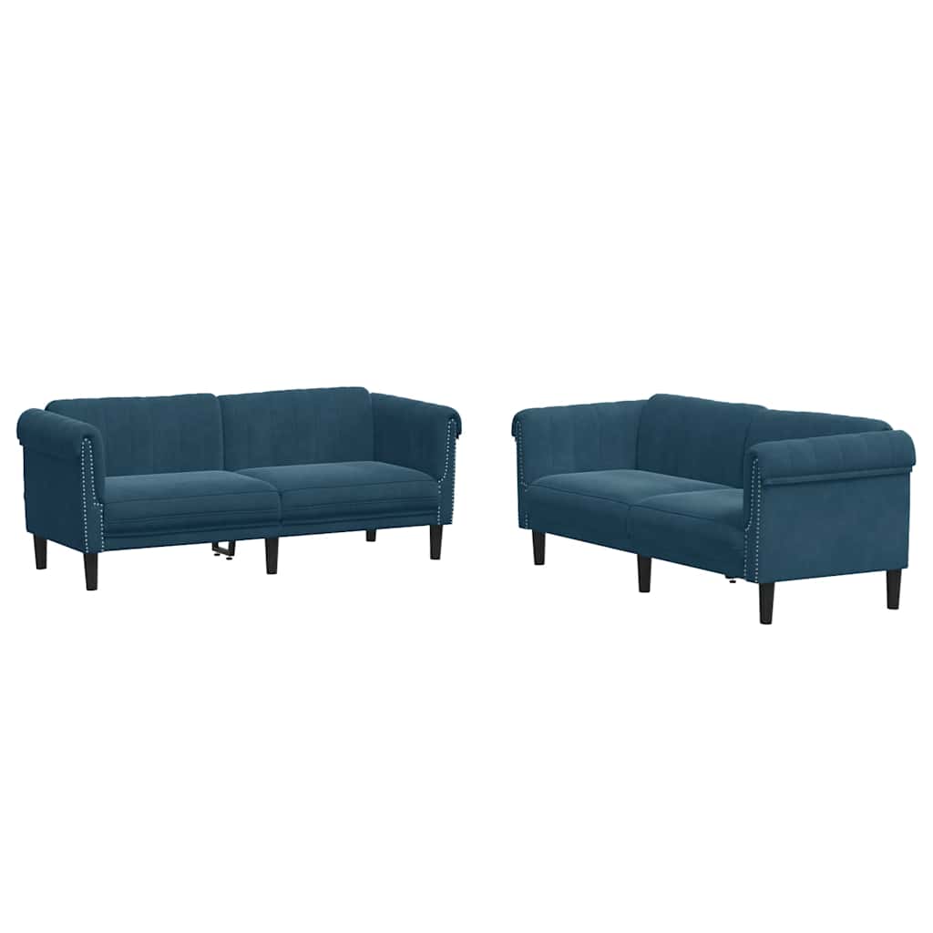 2-dijelni set sofa plavi baršunasti