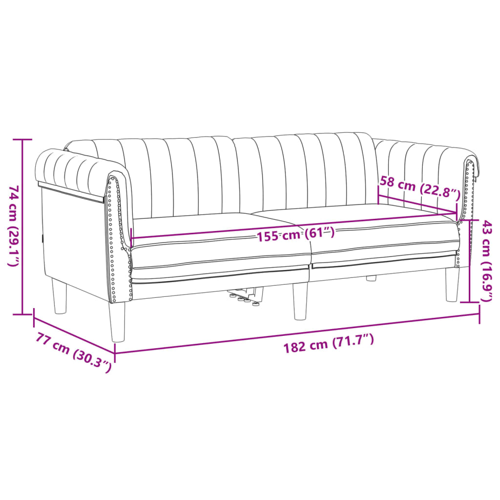 2-dijelni set sofa smeđi baršunasti