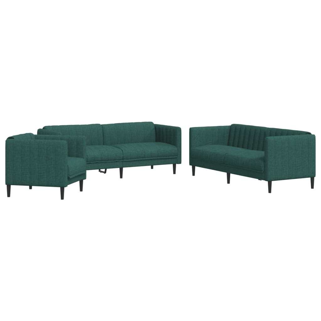 3-dijelni set sofa tamnozeleni od tkanine