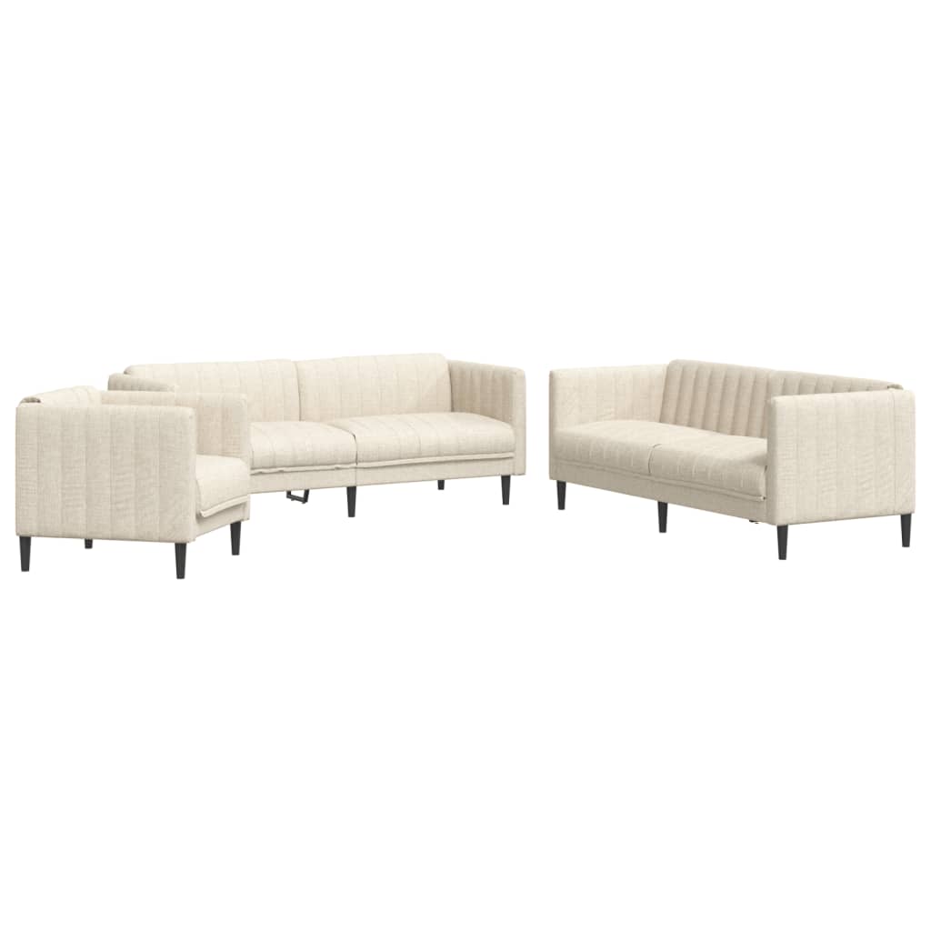 3-dijelni set sofa krem od mikrovlakana