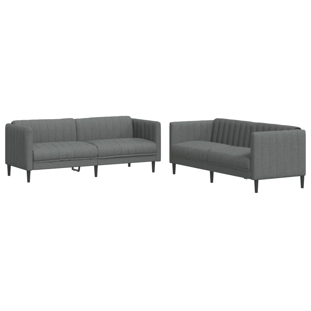 2-dijelni set sofa tamnosivi od tkanine