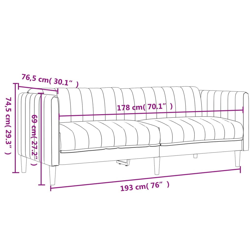 2-dijelni set sofa crni od tkanine
