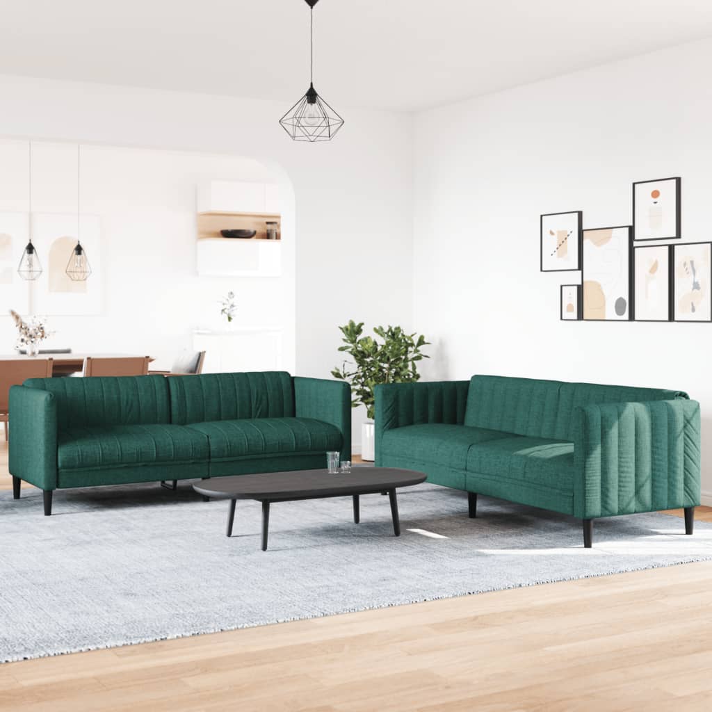 2-dijelni set sofa tamnozeleni od tkanine