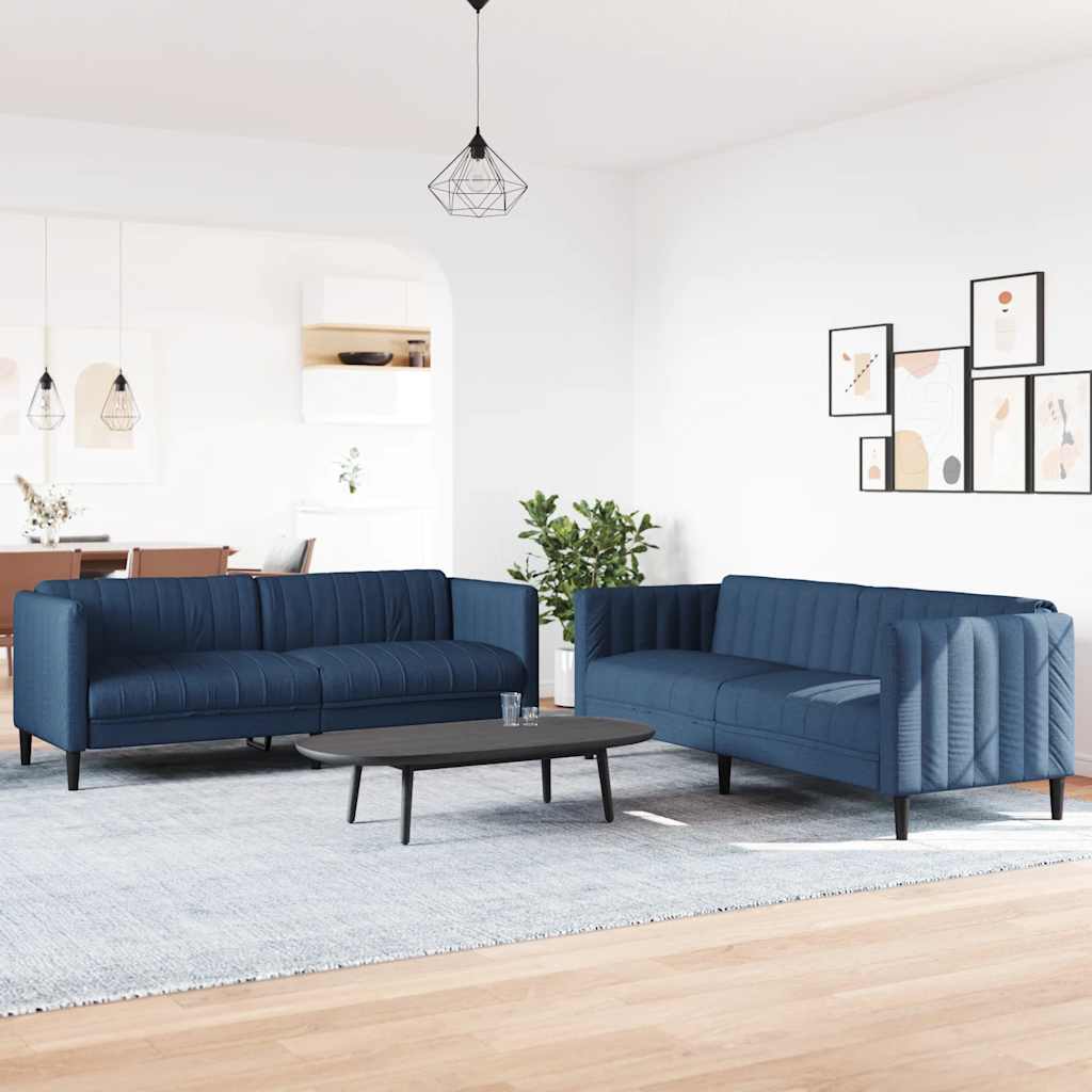 2-dijelni set sofa plavi od tkanine