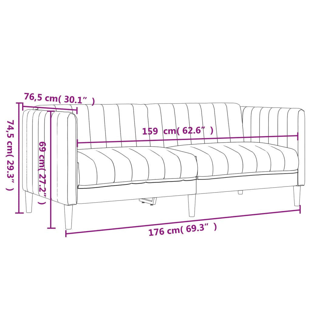 2-dijelni set sofa krem od tkanine