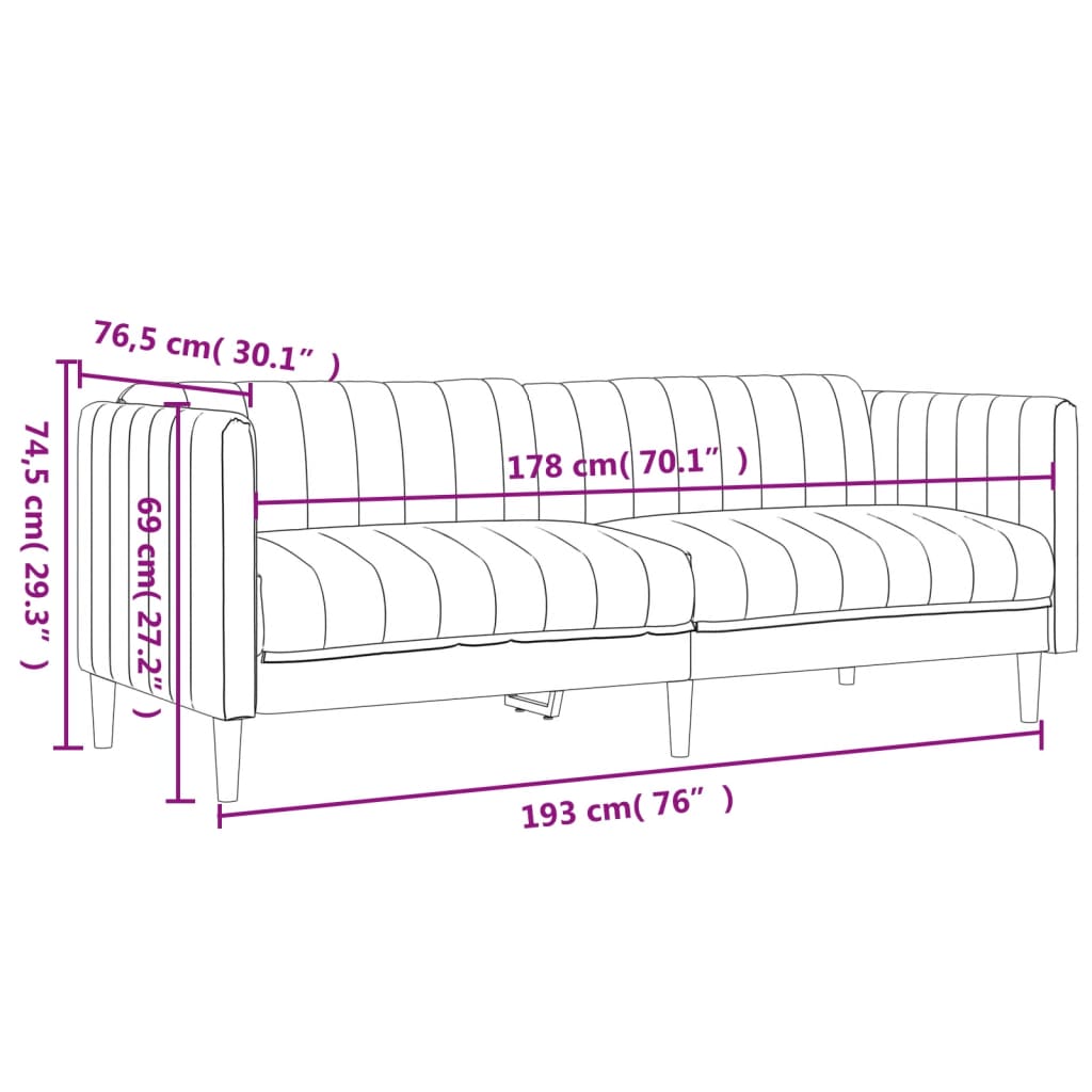2-dijelni set sofa smeđi od tkanine