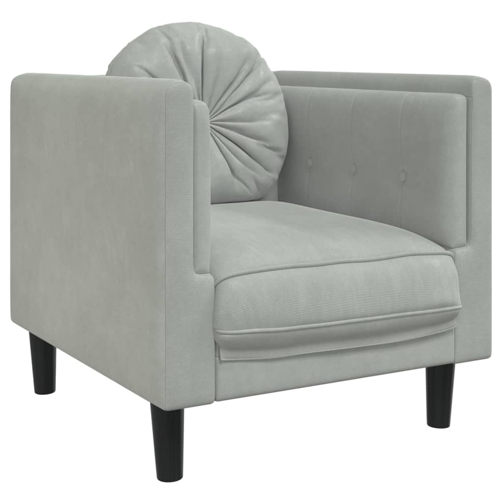 3-dijelni set sofa s jastucima svjetlosivi baršunasti