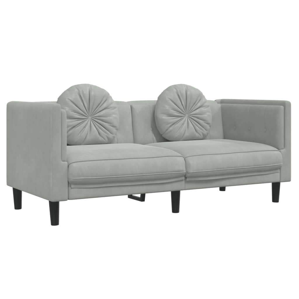 3-dijelni set sofa s jastucima svjetlosivi baršunasti