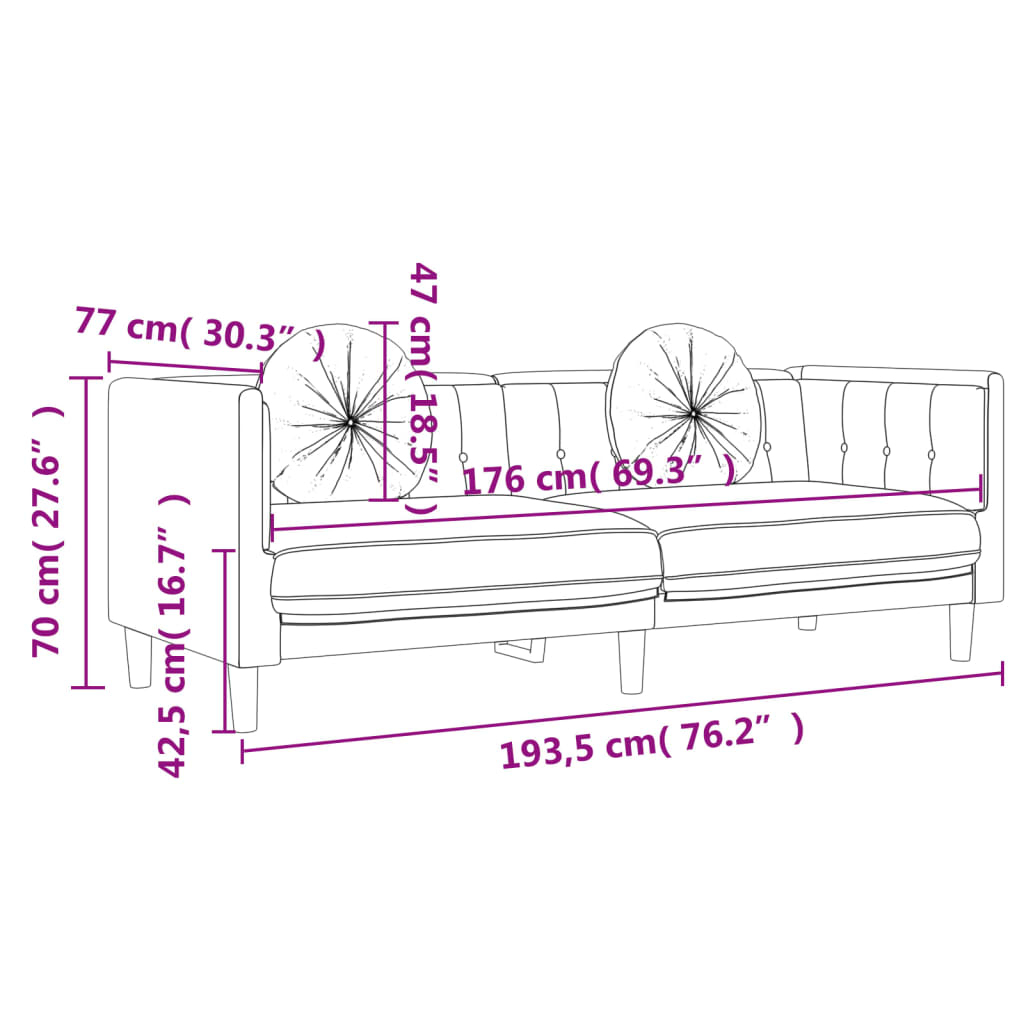 3-dijelni set sofa s jastucima tamnosivi baršunasti