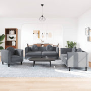 3-dijelni set sofa s jastucima tamnosivi baršunasti