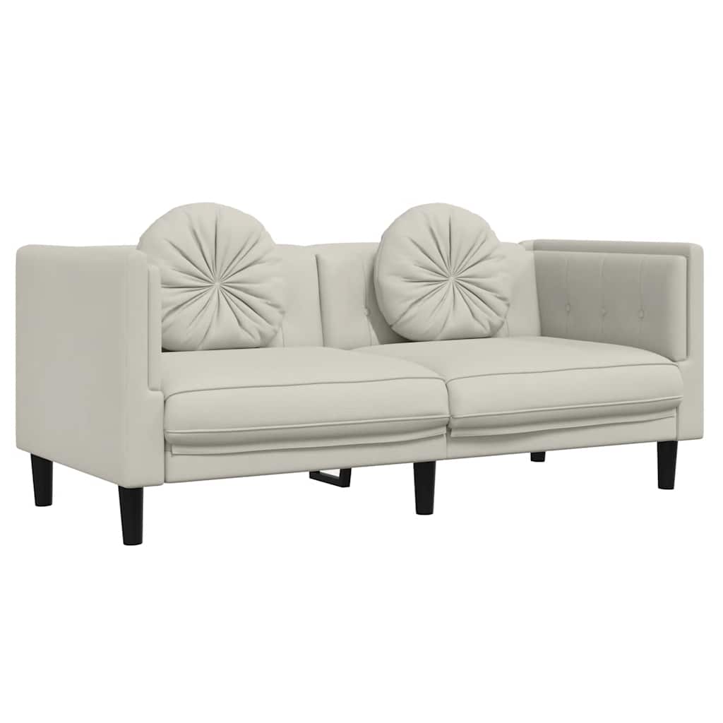 3-dijelni set sofa s jastucima krem baršunasti