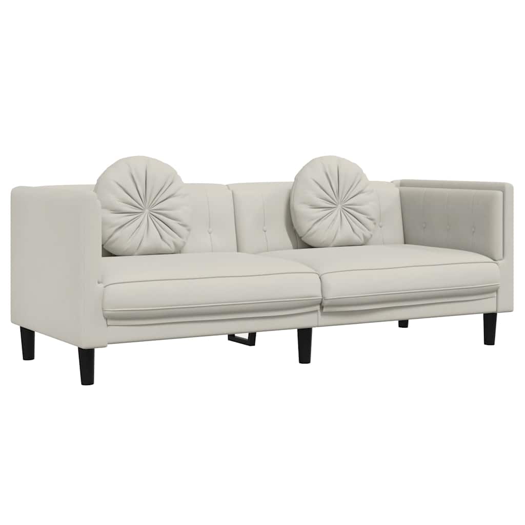 3-dijelni set sofa s jastucima krem baršunasti