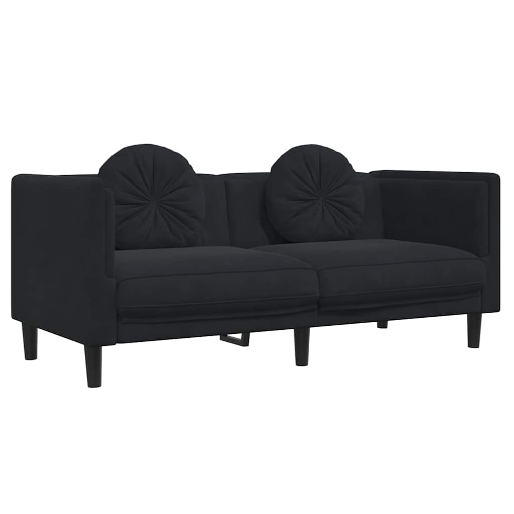 2-dijelni set sofa s jastucima crni baršunasti