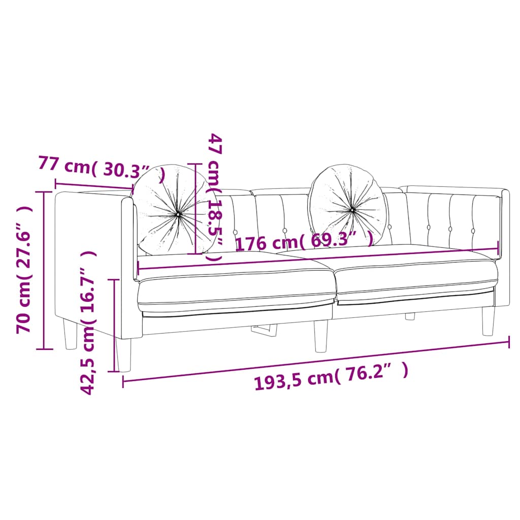 2-dijelni set sofa s jastucima crni baršunasti