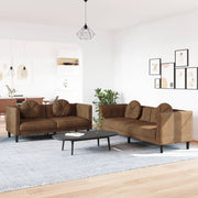 2-dijelni set sofa s jastucima smeđi baršunasti