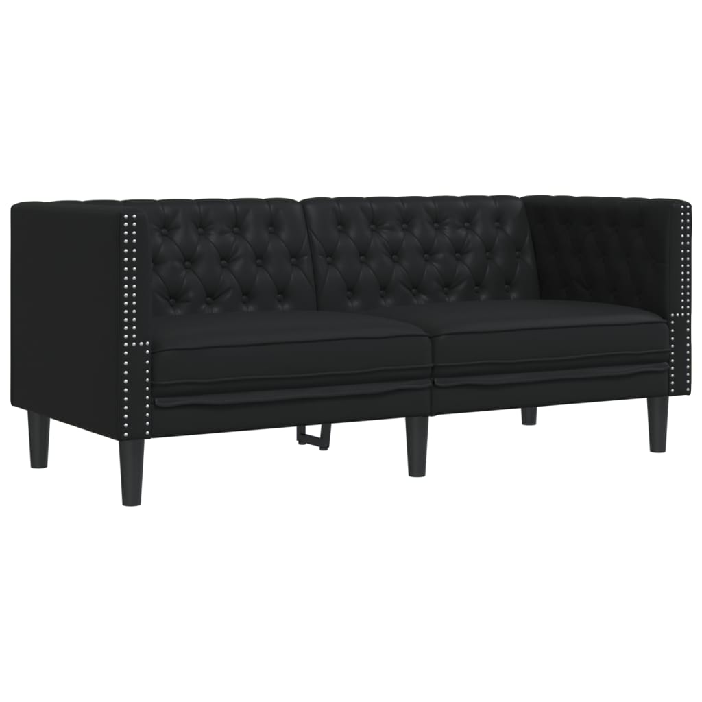 3-dijelna sofa Chesterfield crna umjetna koža