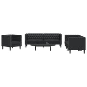 3-dijelna sofa Chesterfield crna umjetna koža