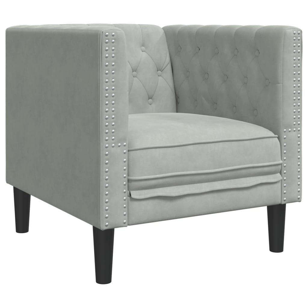3-dijelni set sofa Chesterfield svjetlosivi baršunasti