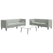 2-dijelni set sofa Chesterfield svjetlosivi baršunasti