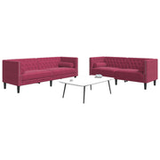 2-dijelni set sofa Chesterfield crvena boja vina baršunasti