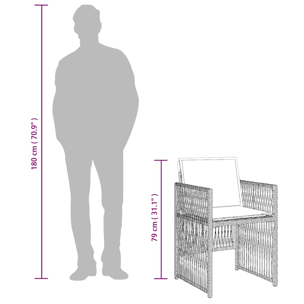 9-dijelni vrtni blagovaonski set od poliratana s jastucima sivi