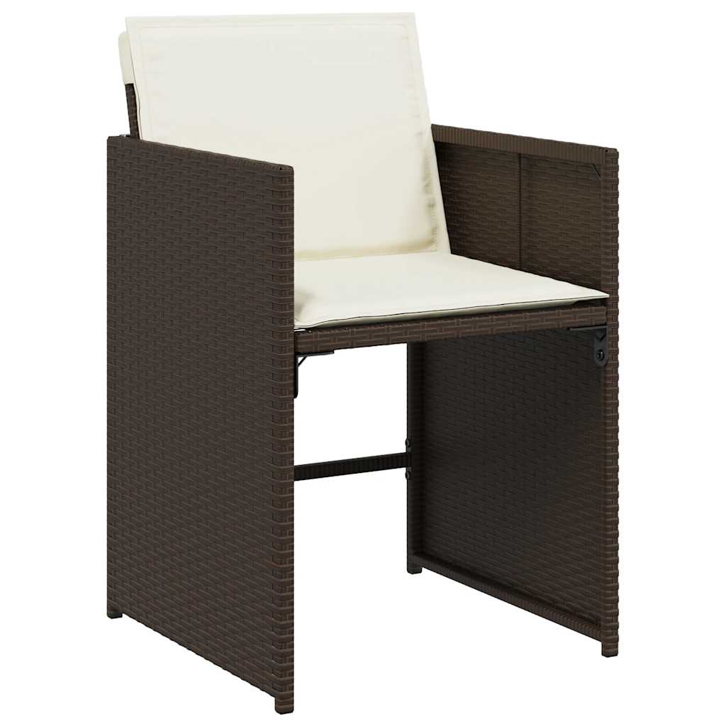 13-dijelni vrtni blagovaonski set s jastucima poliratan smeđi