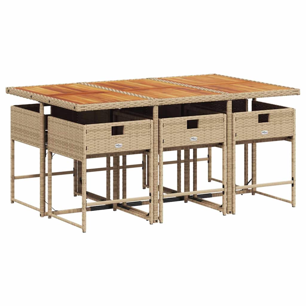 7-dijelni vrtni blagovaonski set od poliratana s jastucima bež