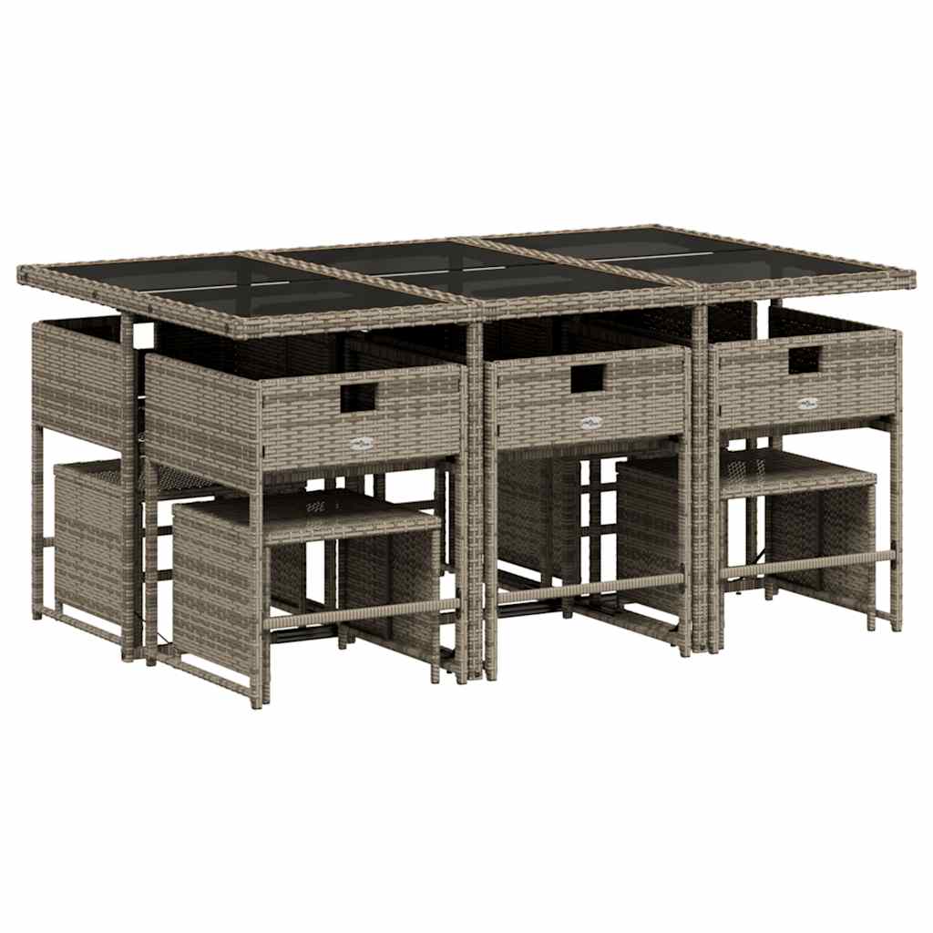 11-dijelni vrtni blagovaonski set s jastucima poliratan sivi