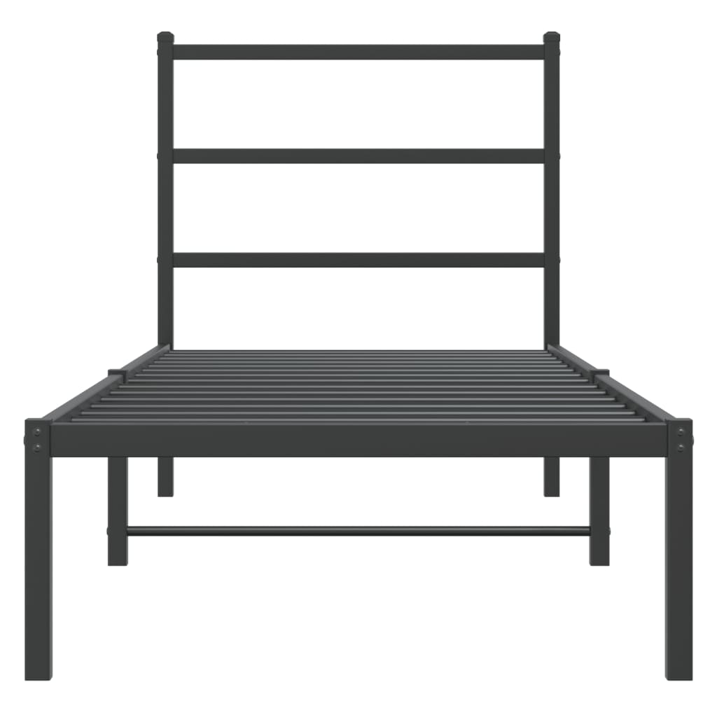 Metalni okvir za krevet s uzglavljem crni 75x190 cm