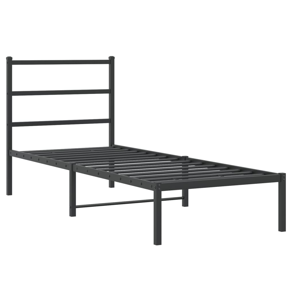 Metalni okvir za krevet s uzglavljem crni 80x200 cm