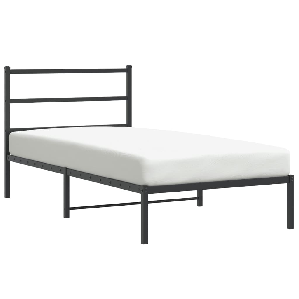 Metalni okvir za krevet s uzglavljem crni 100x200 cm