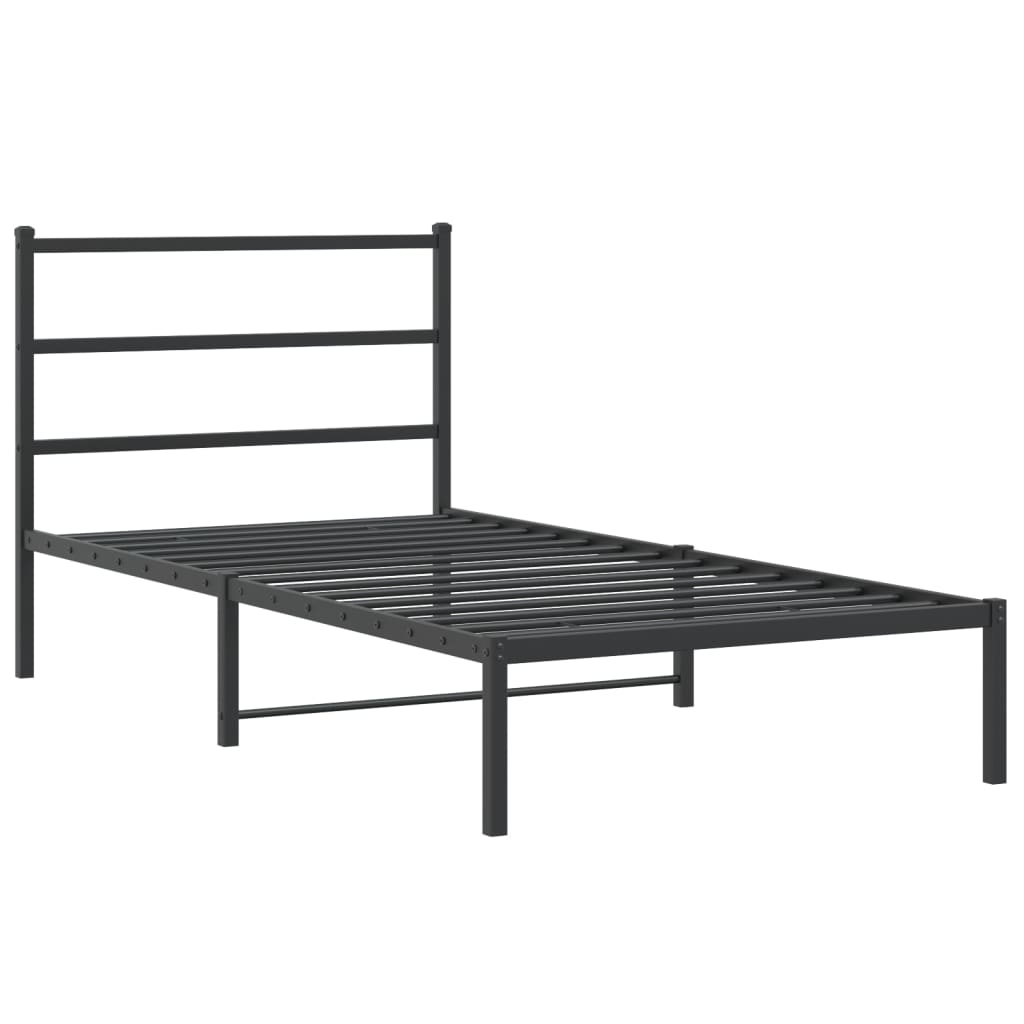 Metalni okvir za krevet s uzglavljem crni 100x200 cm