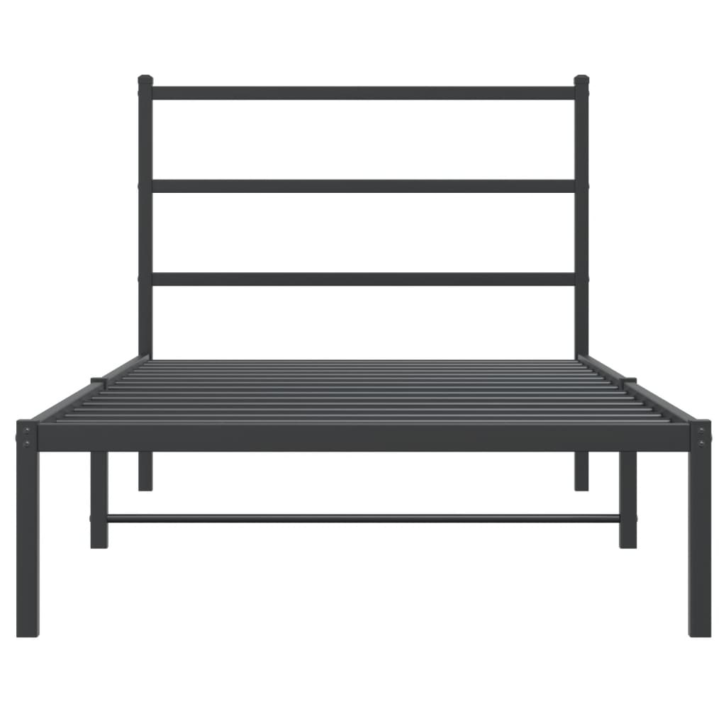 Metalni okvir za krevet s uzglavljem crni 107x203 cm