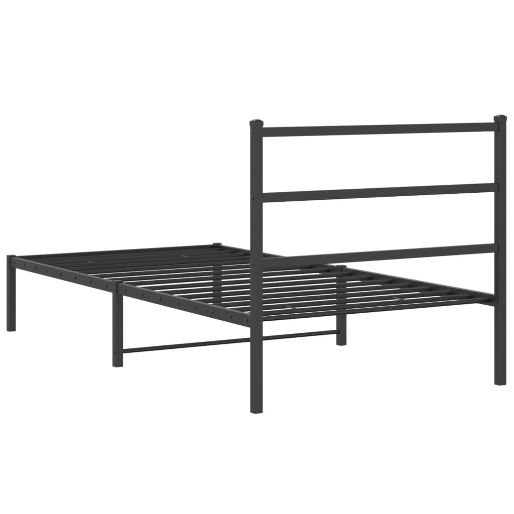 Metalni okvir za krevet s uzglavljem crni 107x203 cm