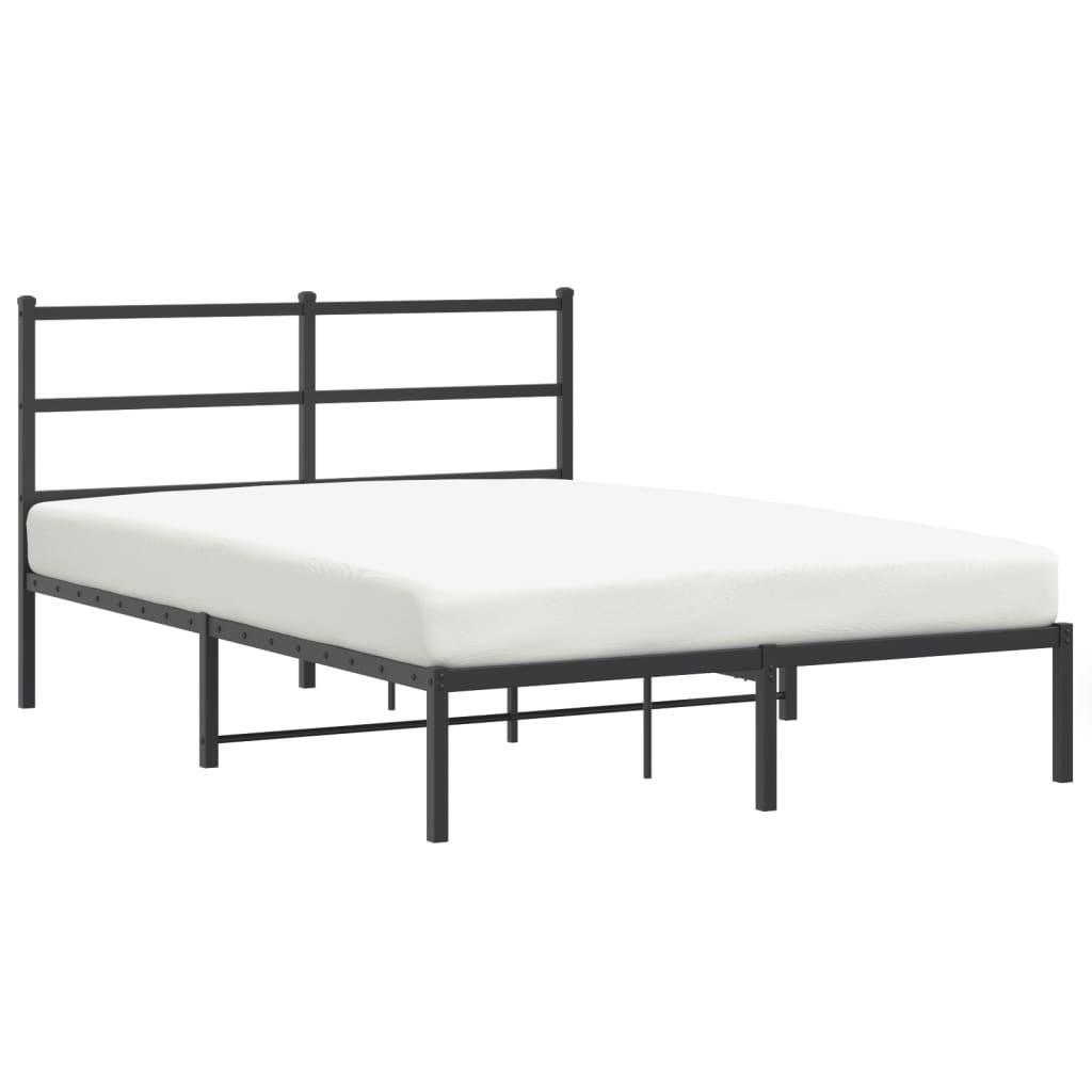Metalni okvir za krevet s uzglavljem crni 135x190 cm