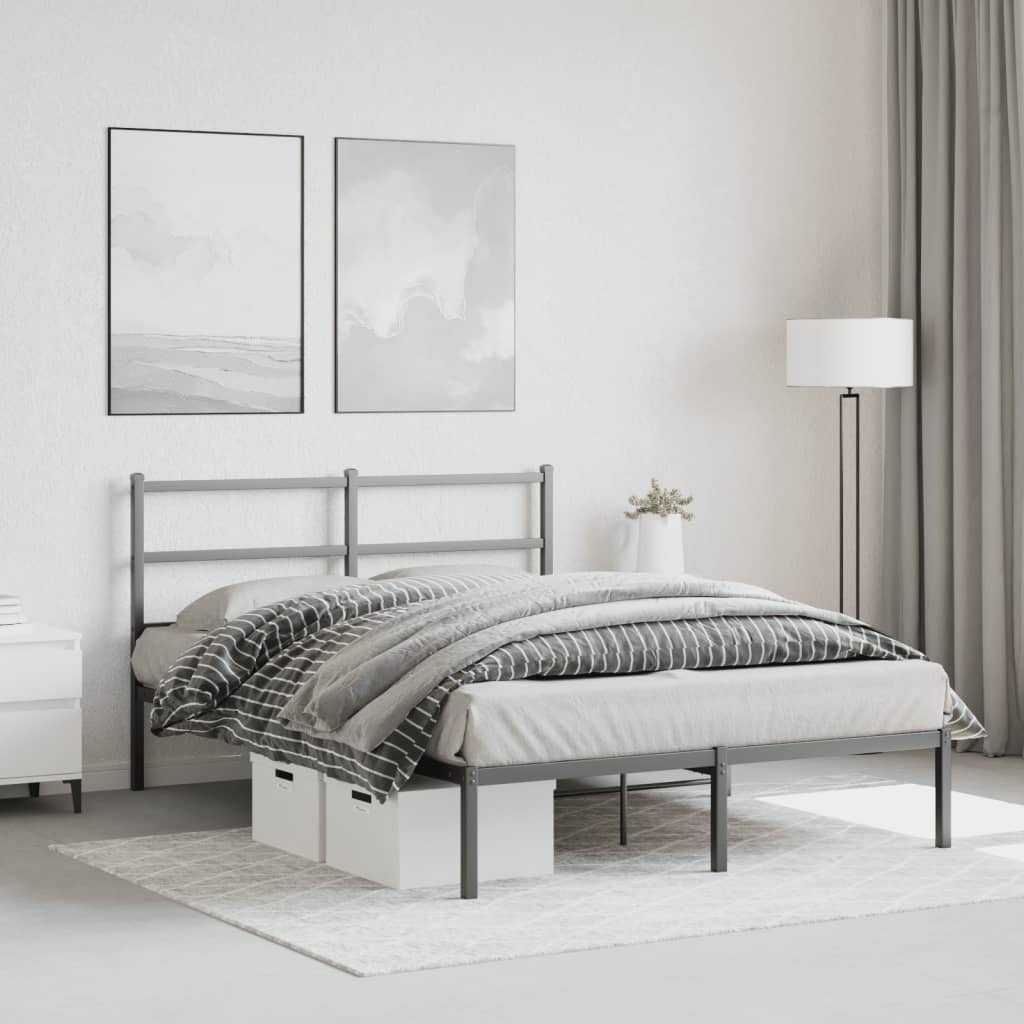 Metalni okvir za krevet s uzglavljem crni 140x190 cm