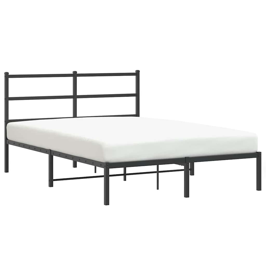 Metalni okvir za krevet s uzglavljem crni 140x200 cm