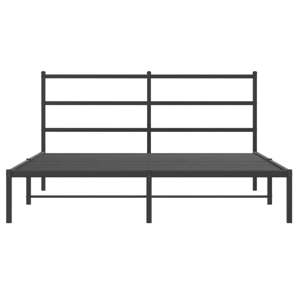 Metalni okvir za krevet s uzglavljem crni 150x200 cm